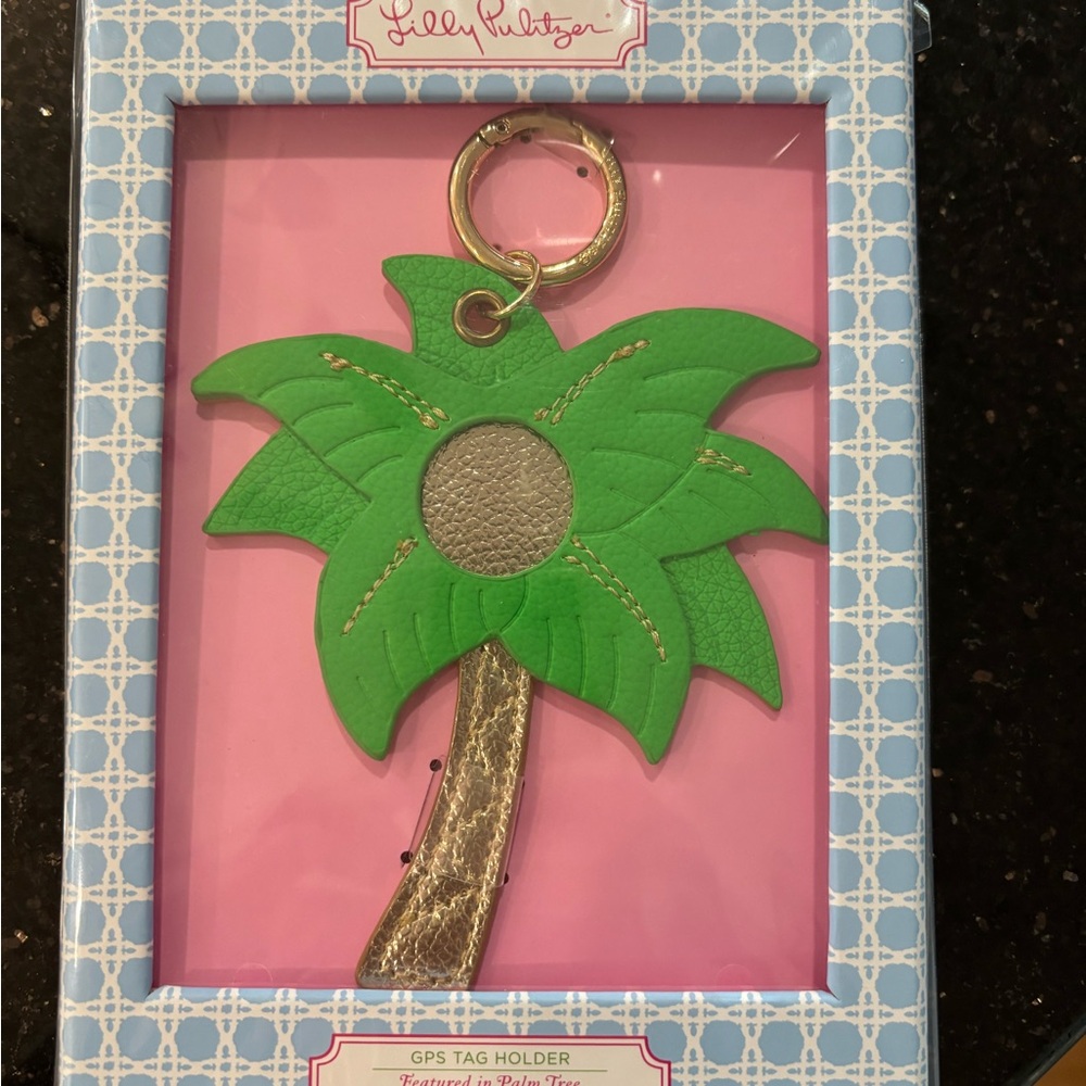Lilly Pulitzer Green Palm Tree GPS Tag Holder